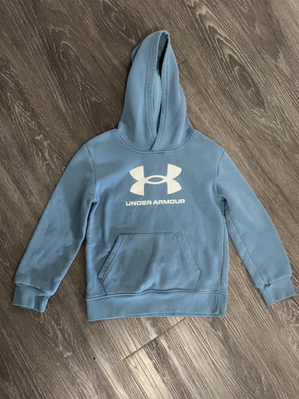 Under Armour Kids Light Blue Pullover Hoodie with White Logo